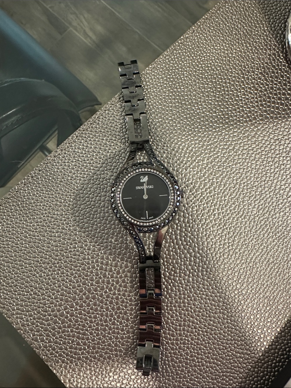 Swarovski Black Crystal-Accented Bracelet Watch